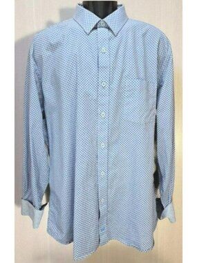 Johnston & Murphy Mens XXL Button-Up Shirt Blue Dot Pattern Cotton